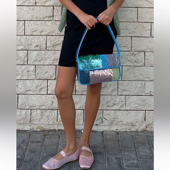 Tommy Beaded Patchwork Shoulder Bag Staud NWT - Picture 15 of 17